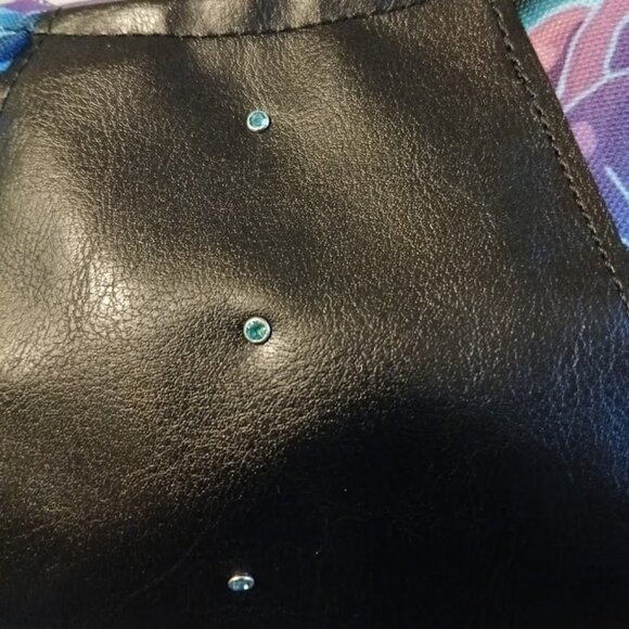 New Canvas Vinyl Top handle Shoulder Bag Purse Ombre Roses Crescent Baguette - Picture 3 of 9